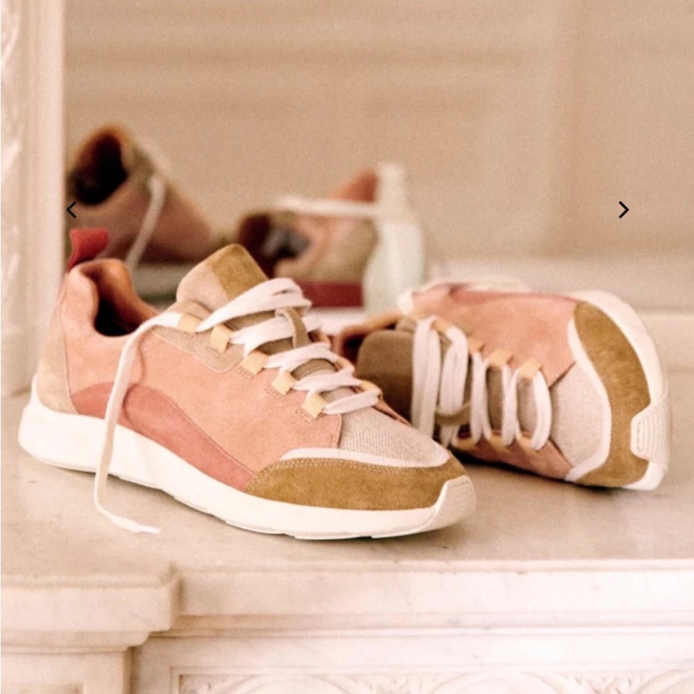 Sezane Sama Leather Canvas Lace
Up Sneakers Shoes